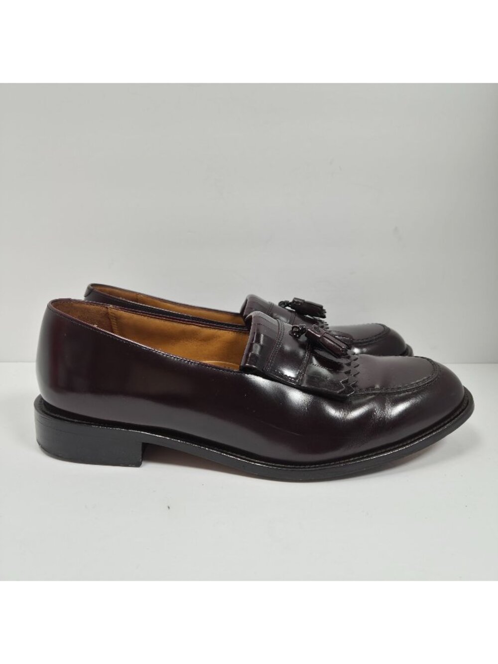 Bostonian Men's Burgundy Leather Tassel Loafers Dress Shoes Size 12W